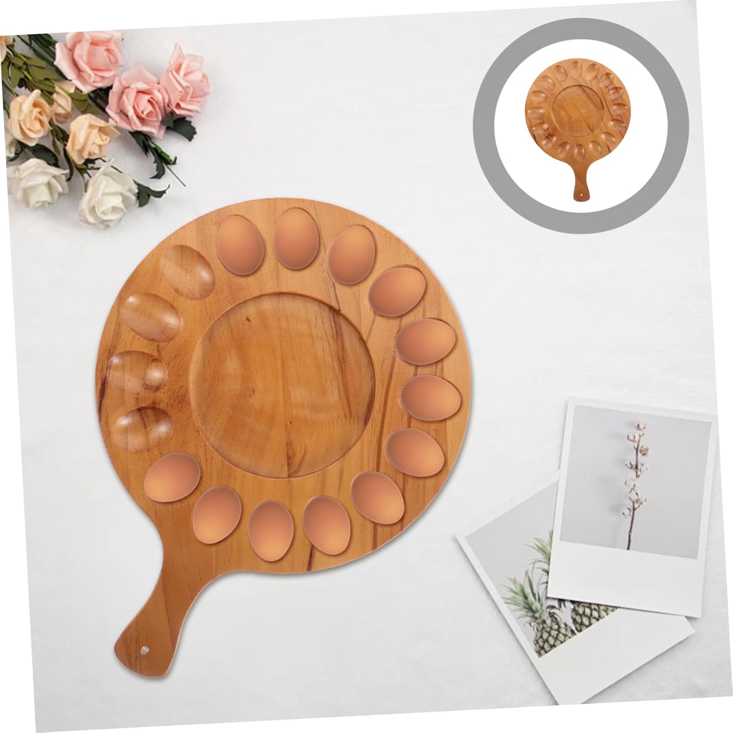 Wooden Egg Storage Rack Compartmentalized Egg Organizer for Refrigerator and Countertop Space-saving Design for Kitchen Organization