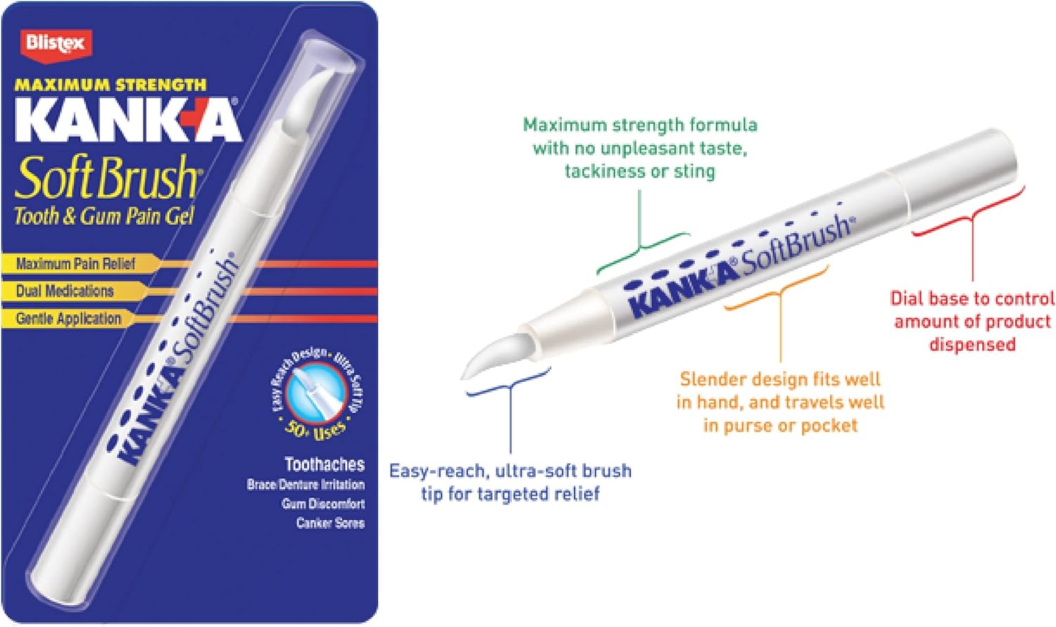 Kank-A Soft Brush Tooth & Gum Pain Gel - 0.07 oz, Pack of 5