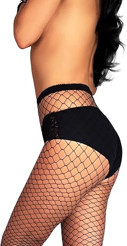 Miniatura 3 de Mila Marutti Medias de red de cintura alta para mujer, medias de red