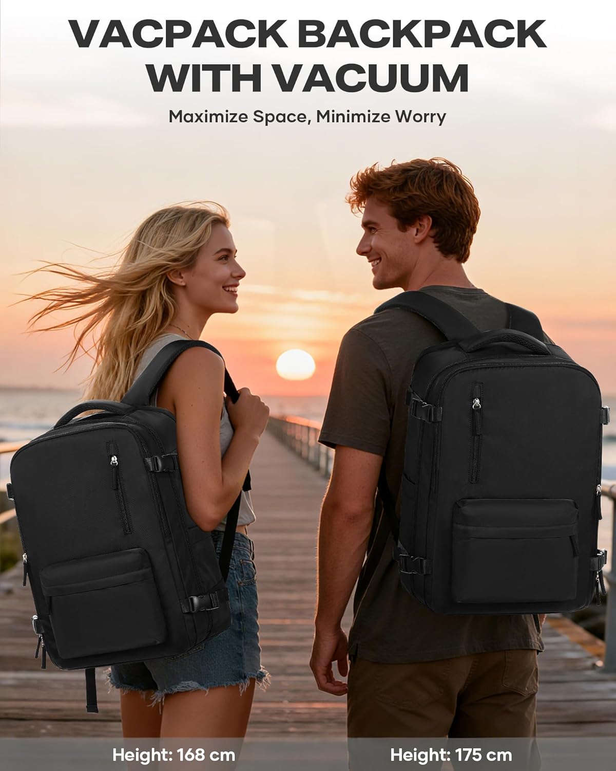coofay Vacuum Backpack Travel with Pump Airbag Travel Backpack with Vacuum System Mochila de Viaje Compresion al Vacio Easyvacpack Vacpack Backpacks for Traveling Carry on Luggage - Image 2