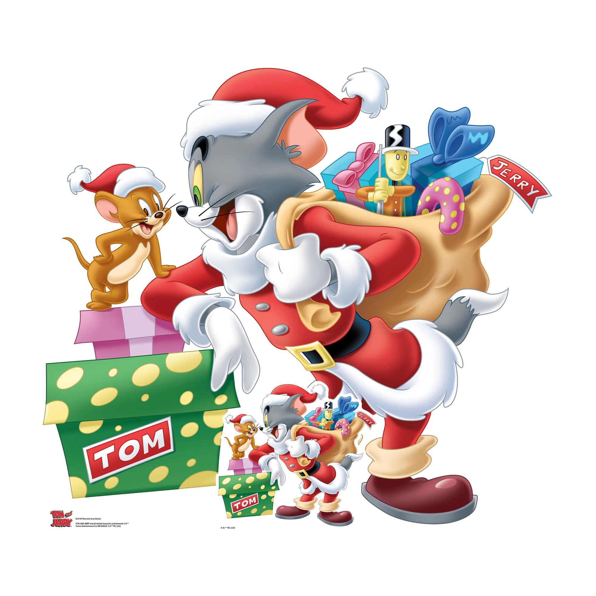 Star Cutouts Tom and Jerry Christmas Cardboard Cutout 2.8ft