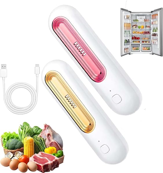 Ozoori KüHlschrank Deodorierer, 2026 Neu 2 Modes Rechargeable Odour Neutraliser, Kompakt, Kabellos, Kein Filterwechsel Erforderlich, Geruchskontrolle FüR FüR KüHlschrank (Gold+Rosa) - 1