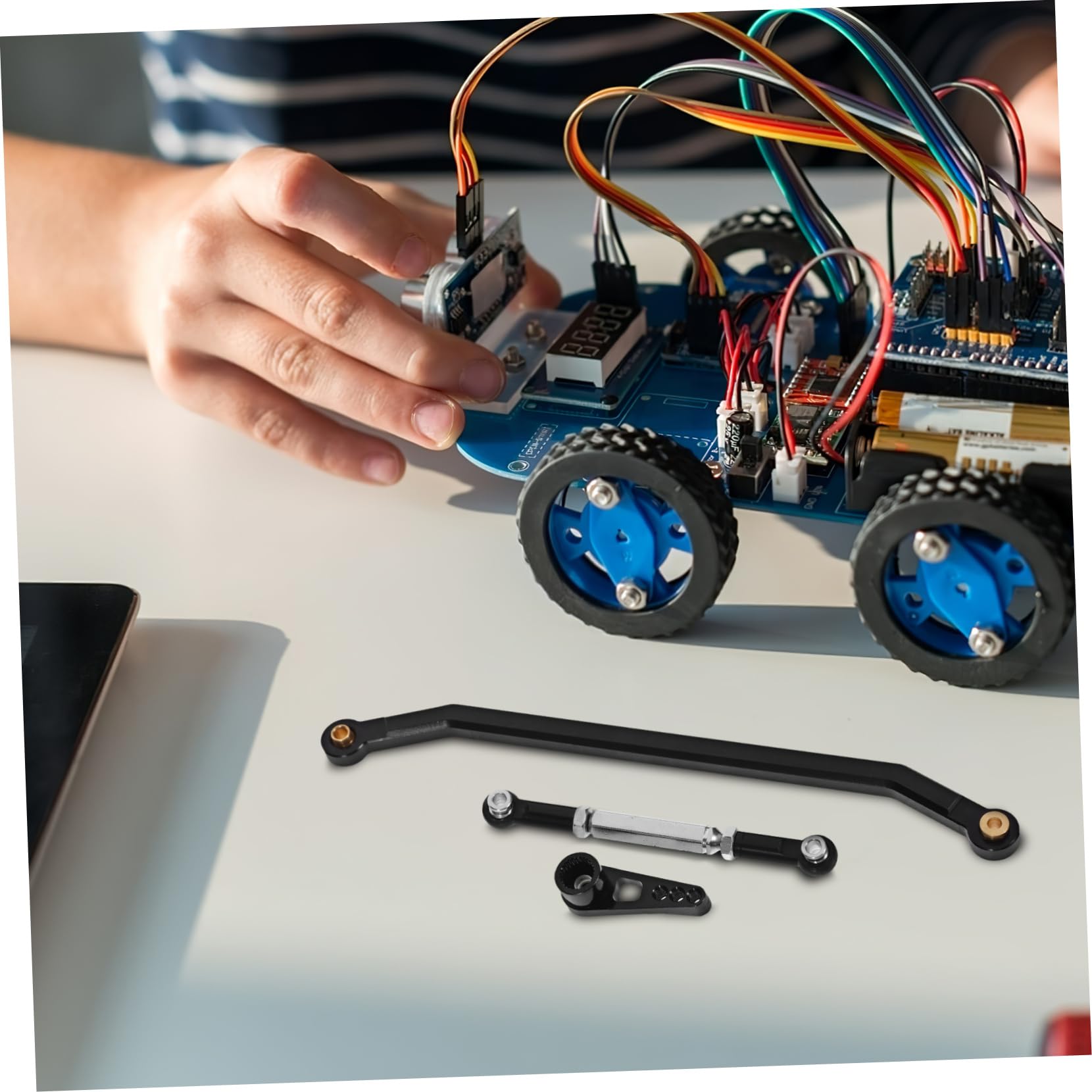 WOONEKY High-Tightening Rc Car Steering Linkage Rod for 1/12 Mn128 Metal Construction Easy Install