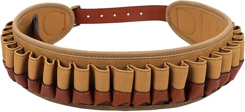 Tourbon Caza Ajustable 12 Calibre Shotshell Holder Cartucho Cinturón - Lona y Cuero