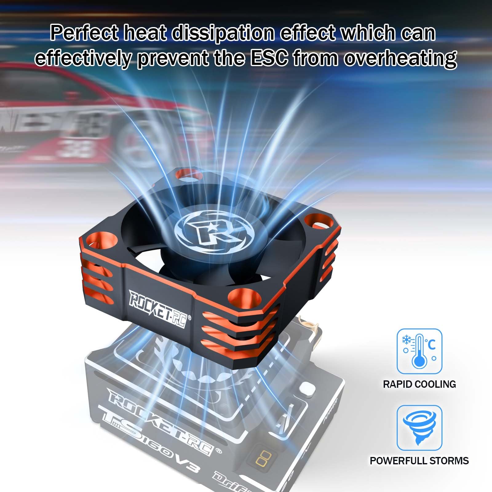 Ventola di raffreddamento per motore RC, 40 x 40 mm, 16000 giri/min, 540 550, dissipatore di calore ESC, ventole di raffreddamento senza spazzole per auto RC 1/10 1/8 (nero e oro
