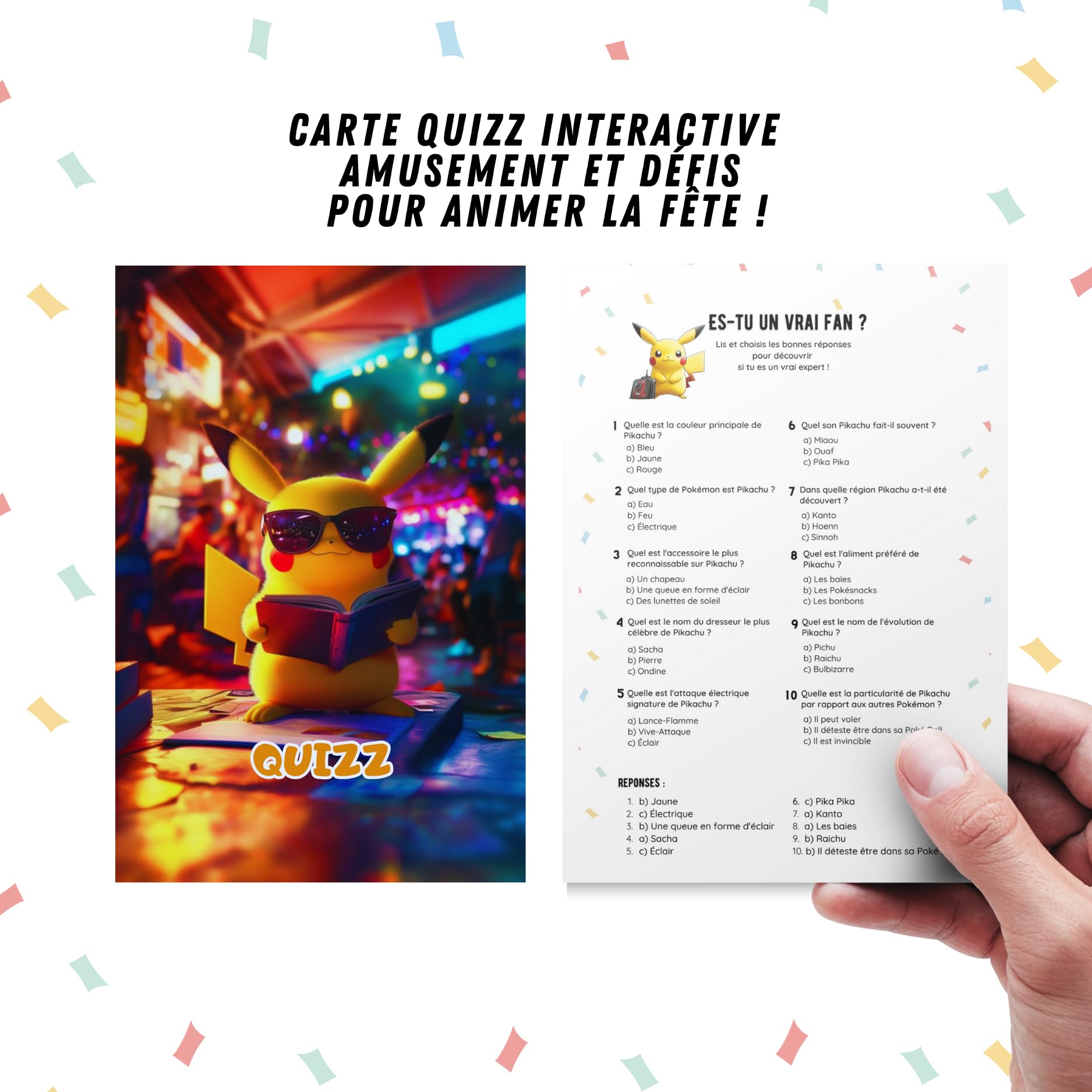 Lot 10 Invitations Anniversaire Naru Ninja – Kit Complet Avec Stickers, Grattage Doré Lieu Mystère, Enveloppes + Carte Quiz