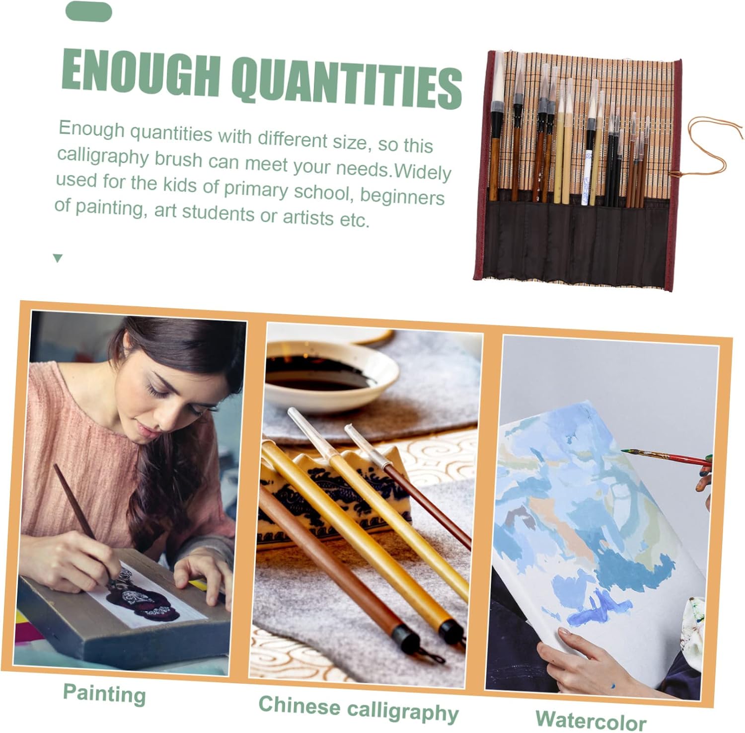 15pcs Calligraphy Writing Brush Watercolor Ink Handle for Chinese Drawing Painting