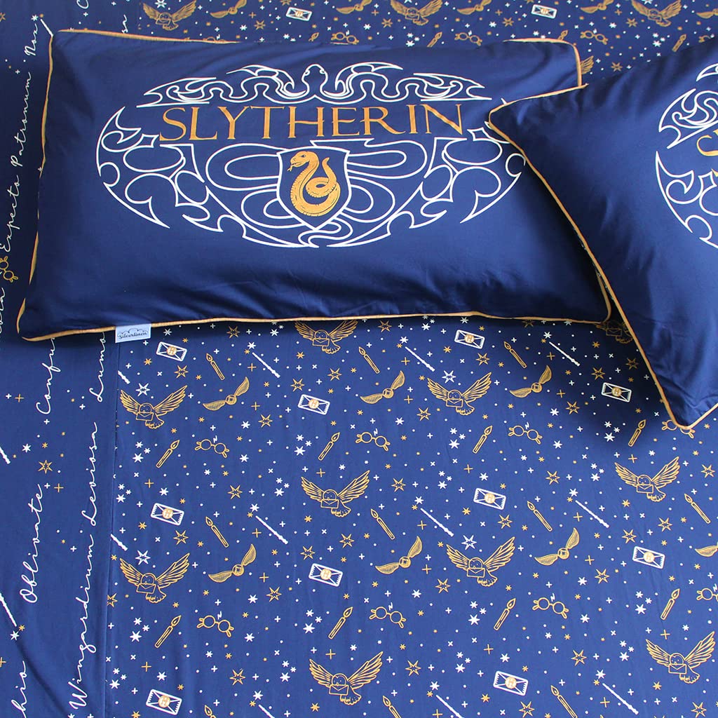 See full amazon price history chart for Silverlinen Official Warner Bros Wizarding World Harry Potter 100% Cotton 250 TC Double Bedsheet for Kids Room for Boys and Girls with Two Pillow Covers - Slytherin (Blue & Gold) Silverlinen Official Warner Bros Wizarding World Harry Potter 100% Cotton 250 TC Double Bedsheet for Kids Room for Boys and Girls with Two Pillow Covers - Slytherin (Blue & Gold) (B0B9T2L148) Amazon Price History, Amazon Price Tracker