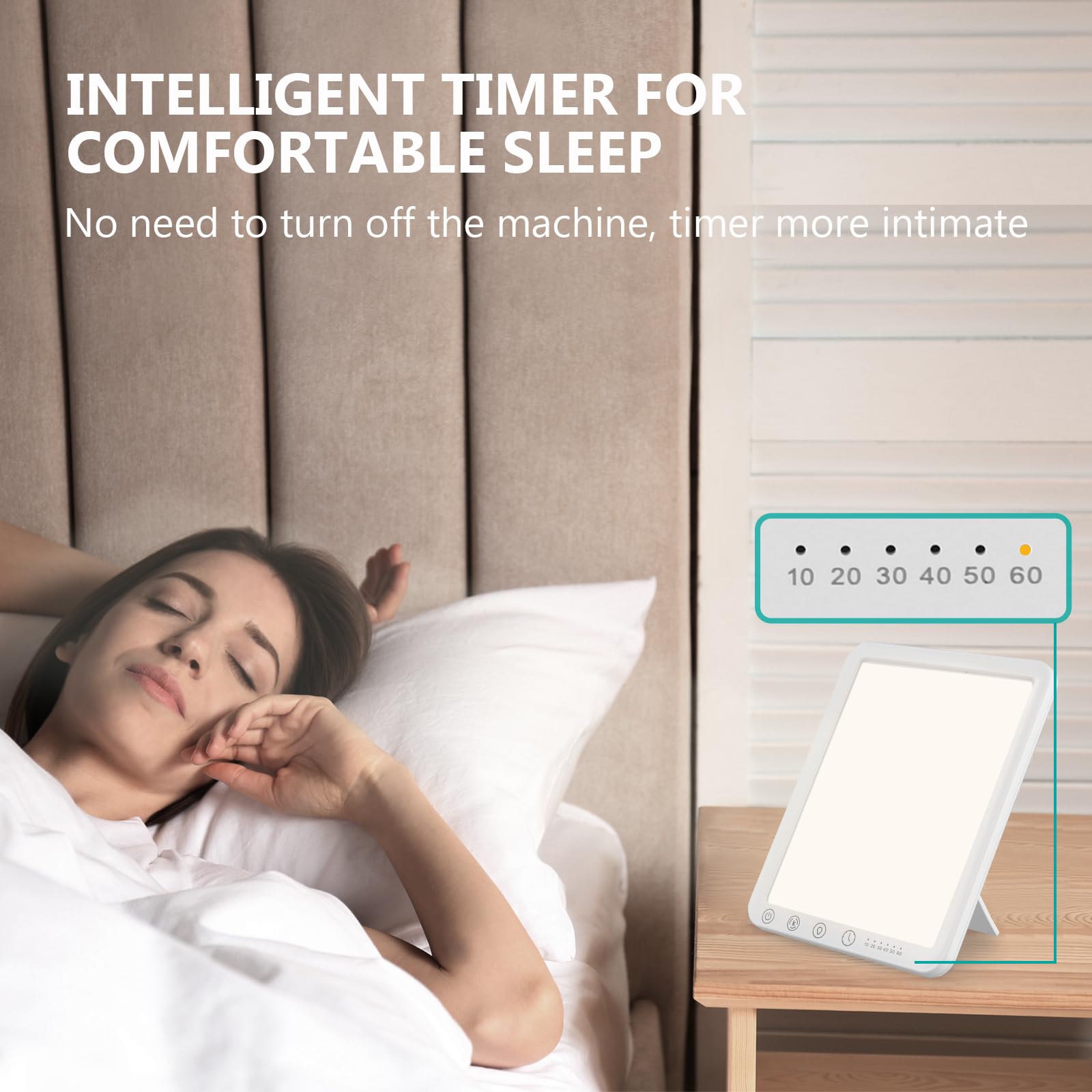 Lámpara de Luminoterapia, Luminoterapia Lámpara 10000 Lux Simulación de Luz del Día, con 3 Temperaturas de Color y Temporizador, con Soporte Plegable de 45° para Hogar y Oficina