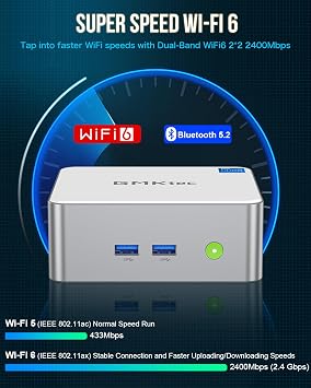 GMKtec Mini PC Intel i5-12450H Processor (Turbo 4.4 GHz) 16GB(8 * 2) DDR4 512GB M.2 NVMe SSD i226v NIC USB 3.2, Type-C/WiFi 6, BT5.2, RJ45 2.5G/ 4K Triple Display Desktop Mini Computers