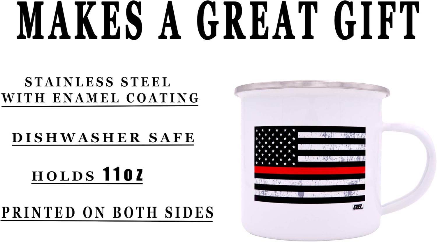 Rogue River Tactical Firefighter The Thin Red Line Flag Camp Mug Enamel Camping Coffee Cup Gift Fire Fighter Department FD - Image 4