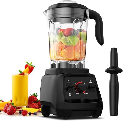 Licuadora de batidos, licuadora profesional de encimera de 1800 W para trituradora de hielo o jugo, batido, postre (negro)