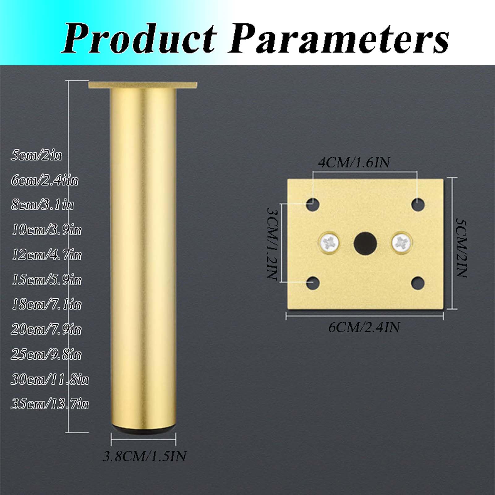 Paquete de 4 Patas de Metal para Muebles, niveladores de Rosca para Muebles, Patas de Soporte de Cama de Altura Ajustable, Patas de Metal Resistentes para Muebles, Patas