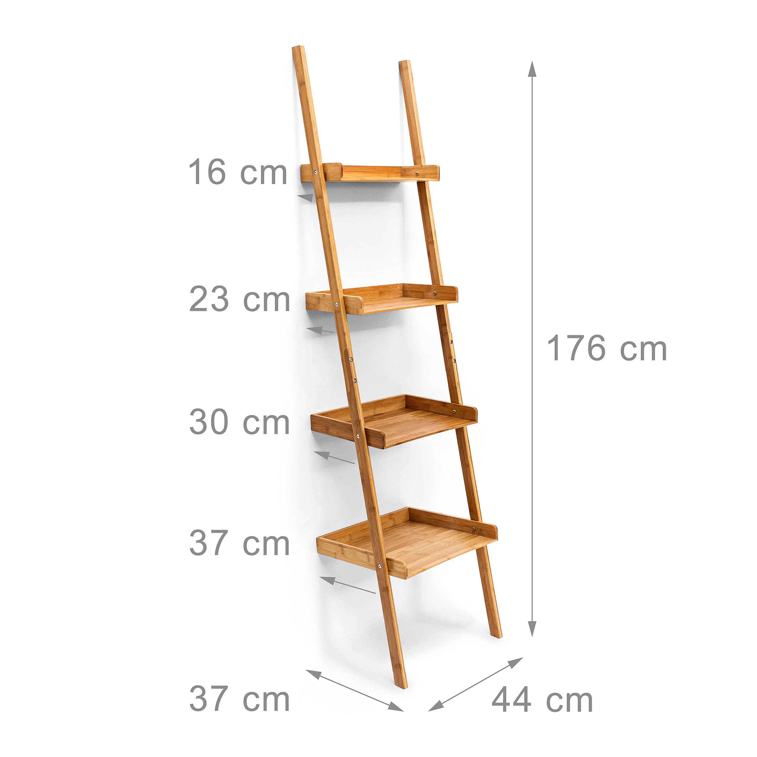 Relaxdays ladderrek bamboe rek 4 planken trappenrek wandrek houten rek