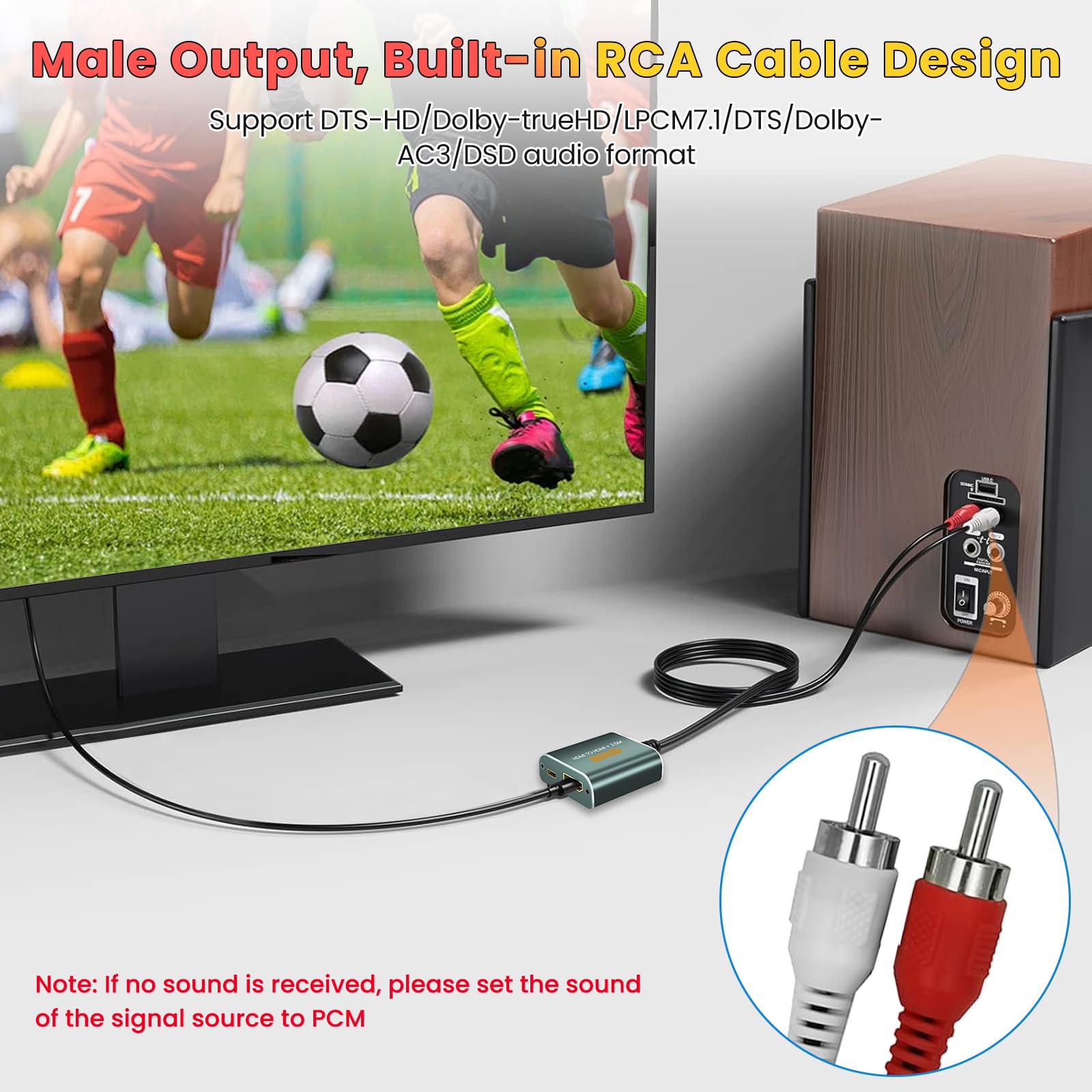 HDMI Audio Extractor 4K,Convertidor HDMI a HDM I + 3.5 mm Stereo Audio Splitter para Fire Stick, reproductor de Blu-ray