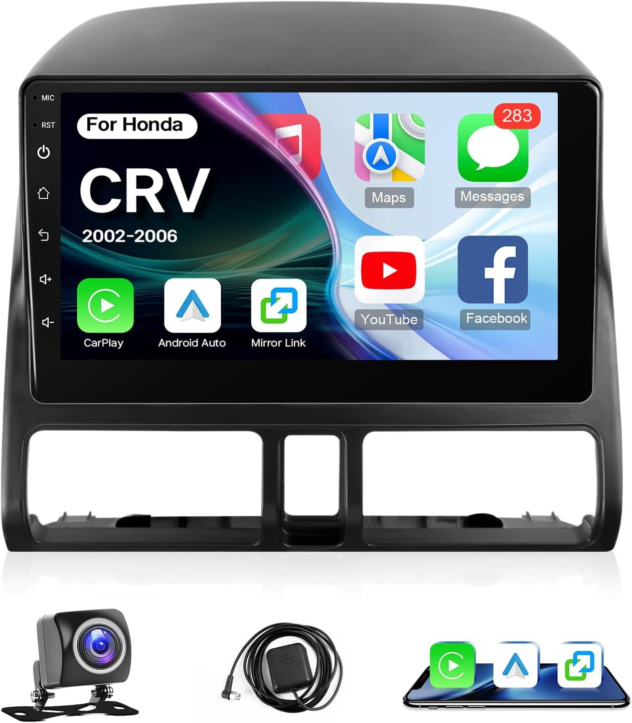 Leadfan 4+64G Car Stereo Radio for Honda CRV 2002 2003 2004 2005 2006 with Wireless Apple CarPlay Android Auto, 9 inch Touch Screen Radio WiFi GPS Navigation Bluetooth FM Radio SWC+Backup Camera