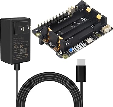 Geekworm Raspberry Pi 4 UPS with Power Adapter, X728 Max 5.1V 6A UPS & Power Management Board + 20W Type-C 5V 4A Power Adapter Compatible with Raspberry Pi 4 Model B