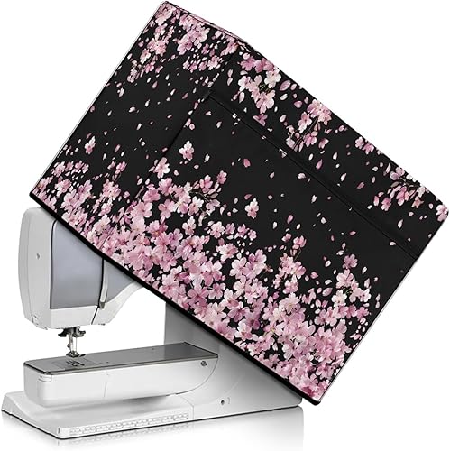 Miniatura 252 de Mumeson Cubierta antipolvo para máquina de coser de gatos negros con flores, para la mayoría de máquinas de coser estándar, plegable, duradera