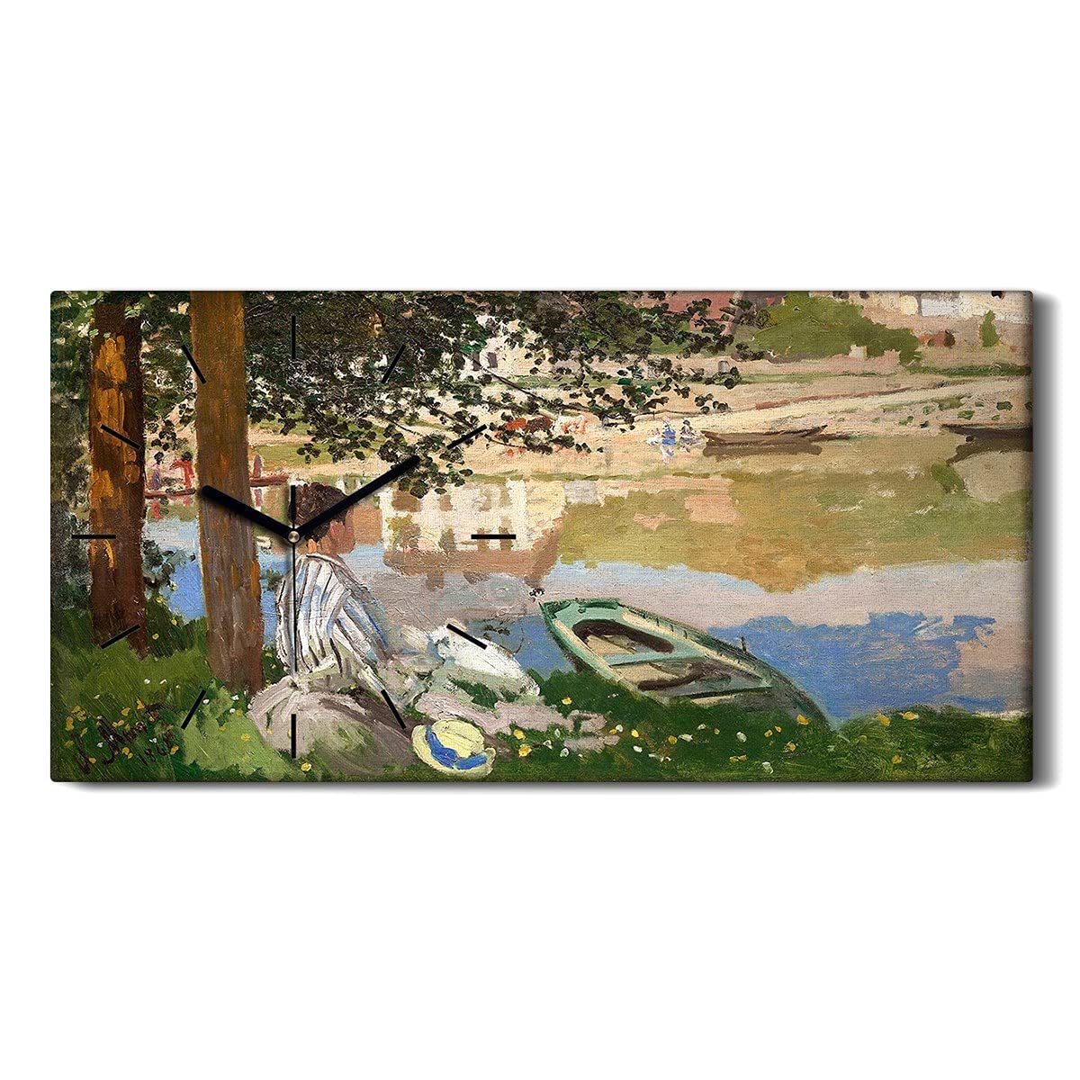 Horloge sur toile d'art moderne 60x30cm salon de standing Bennecourt