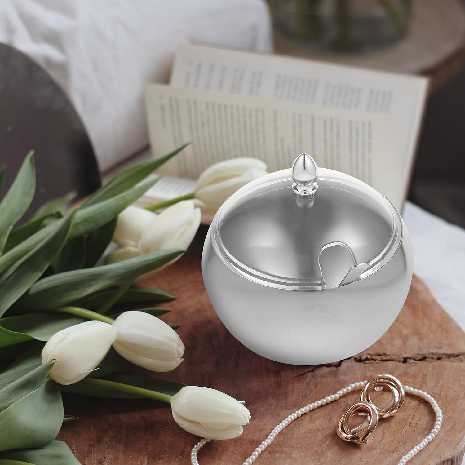 Seasoning Jar Stainless Steel Oblique Mouth with Lid