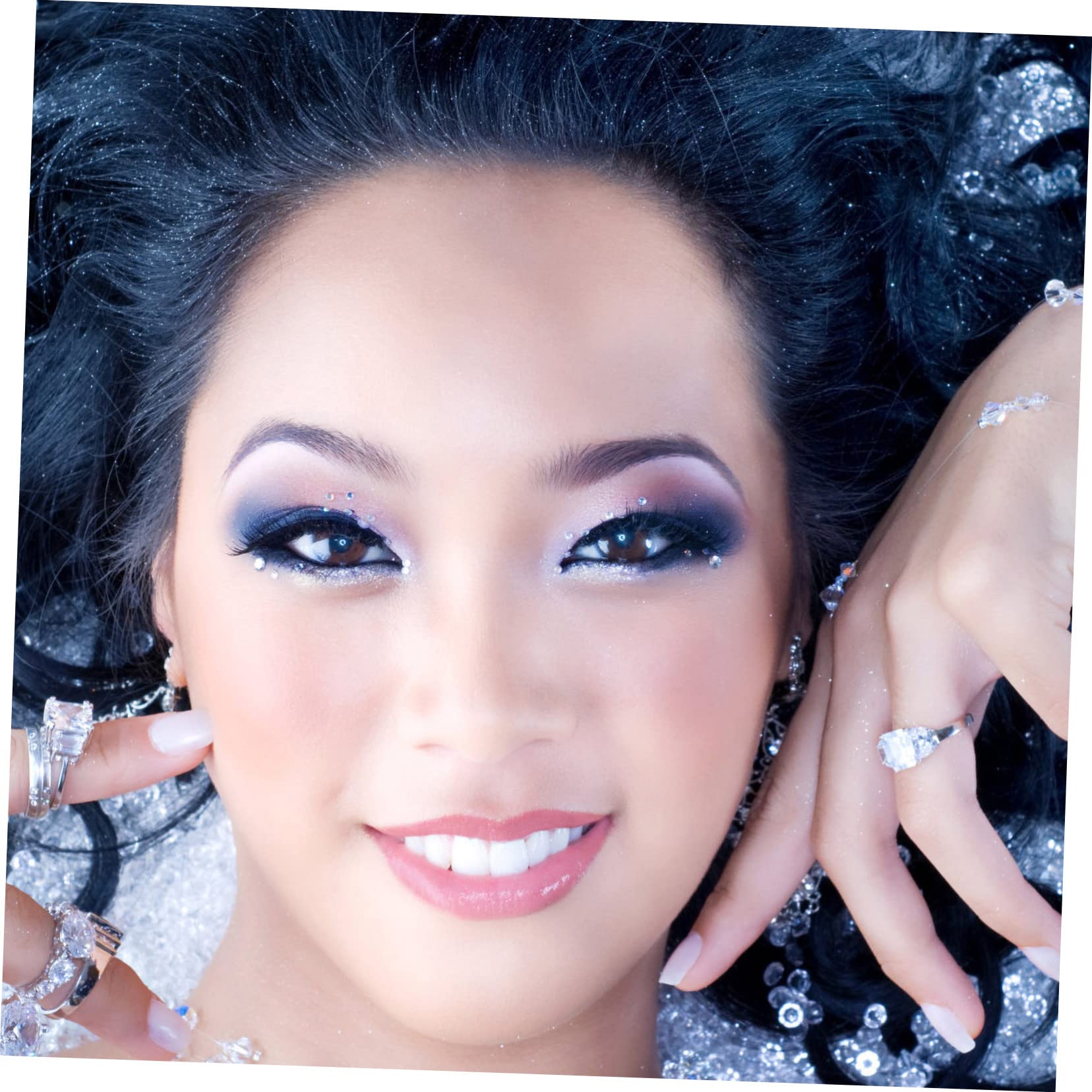 minkissy 24hojas Pegatinas De Faciales Autoadhesivas Para Maquillaje Brillantes Stickers De Rhinestones De Surtidos