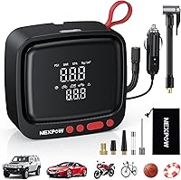 Vista 15 de NEXPOW Inflador de neumáticos, compresor de aire portátil, bomba de aire inalámbrica de 180 PSI para neumáticos de automóvil con manómetro digital