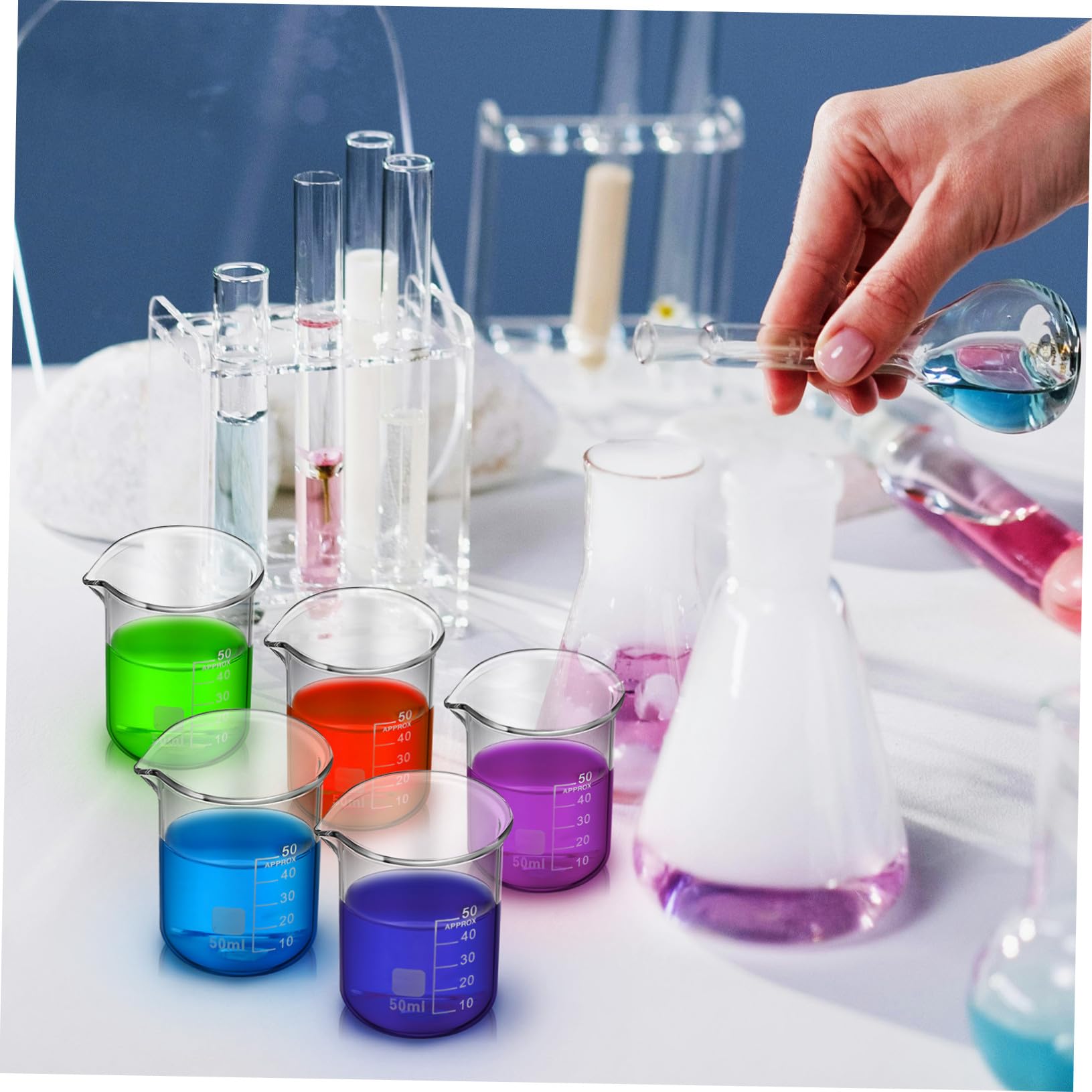 Bécher Lot de 20 50ml en Verre pour Laboratoire Gradué