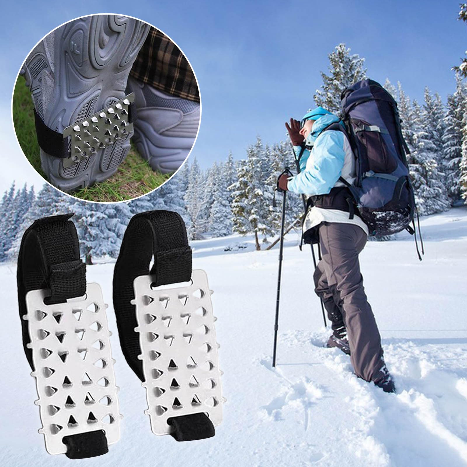 Couvre-crampons d'hiver en acier inoxydable à 26 dents - Antidérapants - Pour tous les types de chaussures - Avec sangle réglable