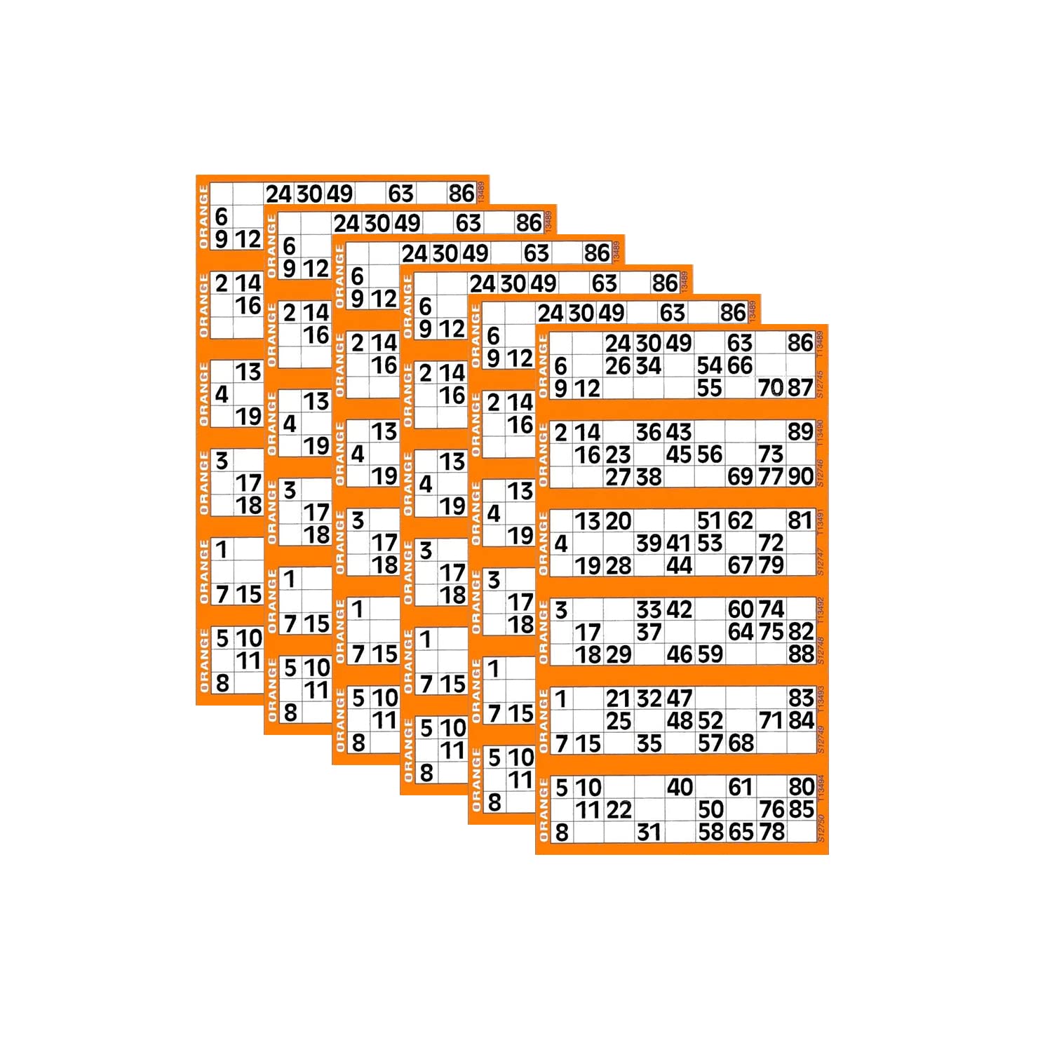 M1SS Amazing Eye Catchy Bright Colour Bingo Pads- 480 Bingo Tickets To View Flyers Big, Bold and Easy to Read- Party Set Best For Christmas Evening, Pack of 6 (Orange)