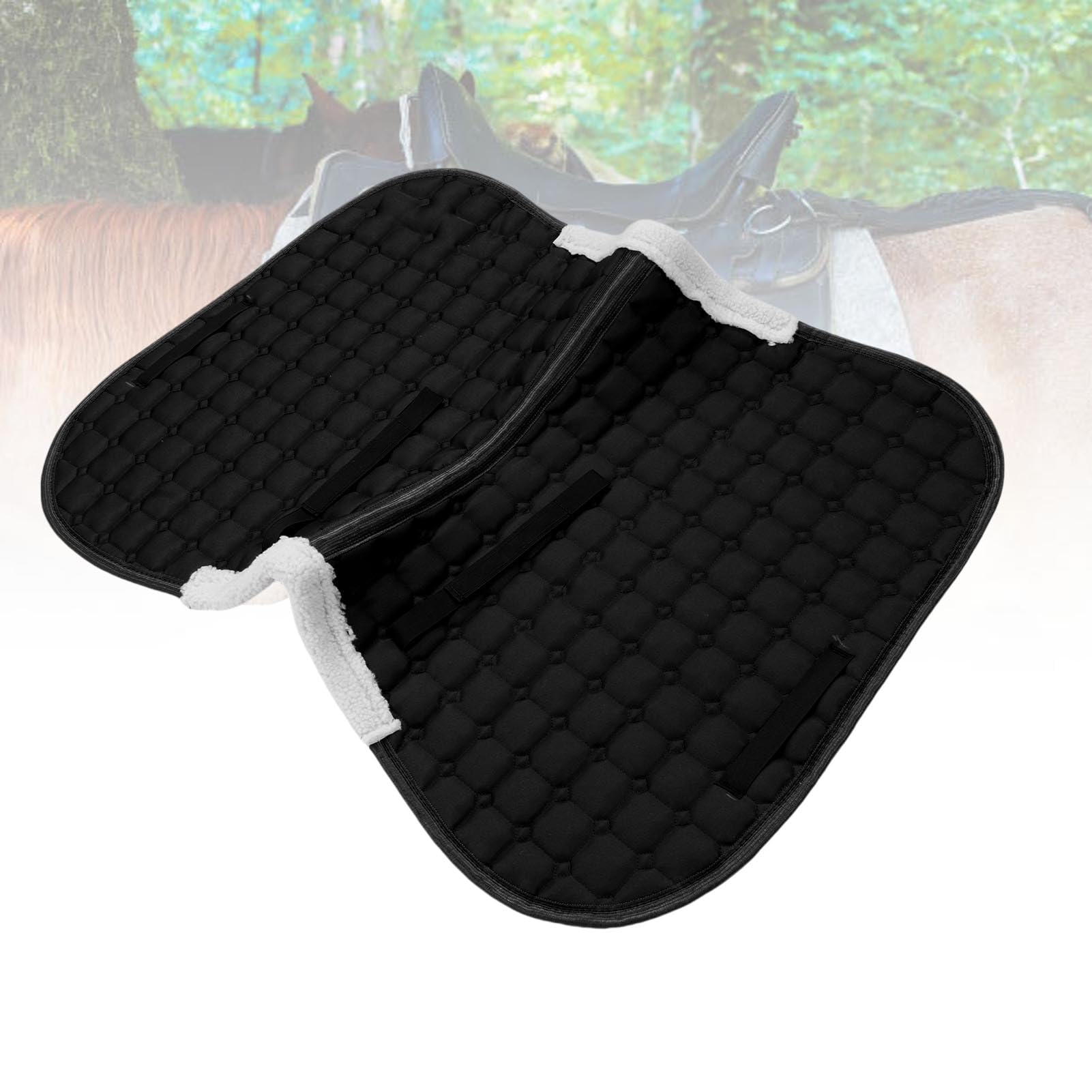Tapis de Selle d'équitation, Respirant, Absorbant la Sueur, élégant, Couture 3D pour Cavaliers, Polyester, Soie, Coton (Black)