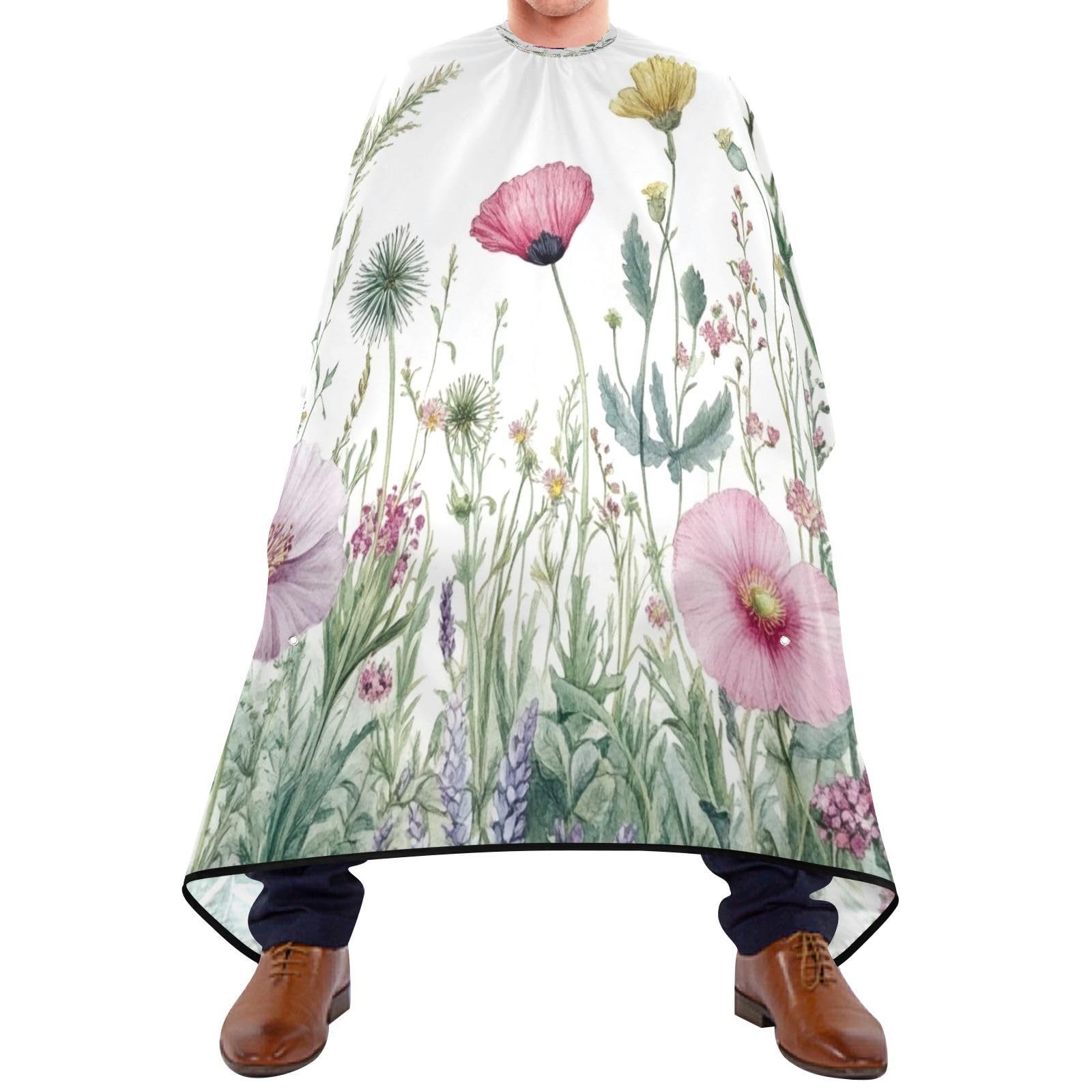 Kigai Hair Cutting Cape for Men & Women Wildflowers Poppy Waterproof Barber Cape Professional Hairdressing Salon Styling Cape with Adjustable Closure Snap