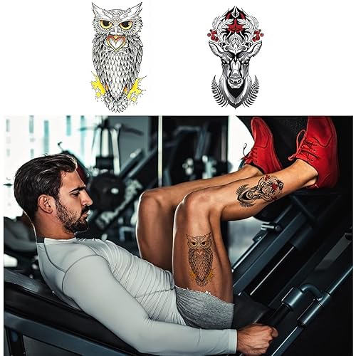 Miniatura 5 de db11 Tatuaje de manga grande temporal para hombres, 9 hojas, adultos, diseño 3D falso impermeable, diseño 3D, pierna de medio brazo, paquete de