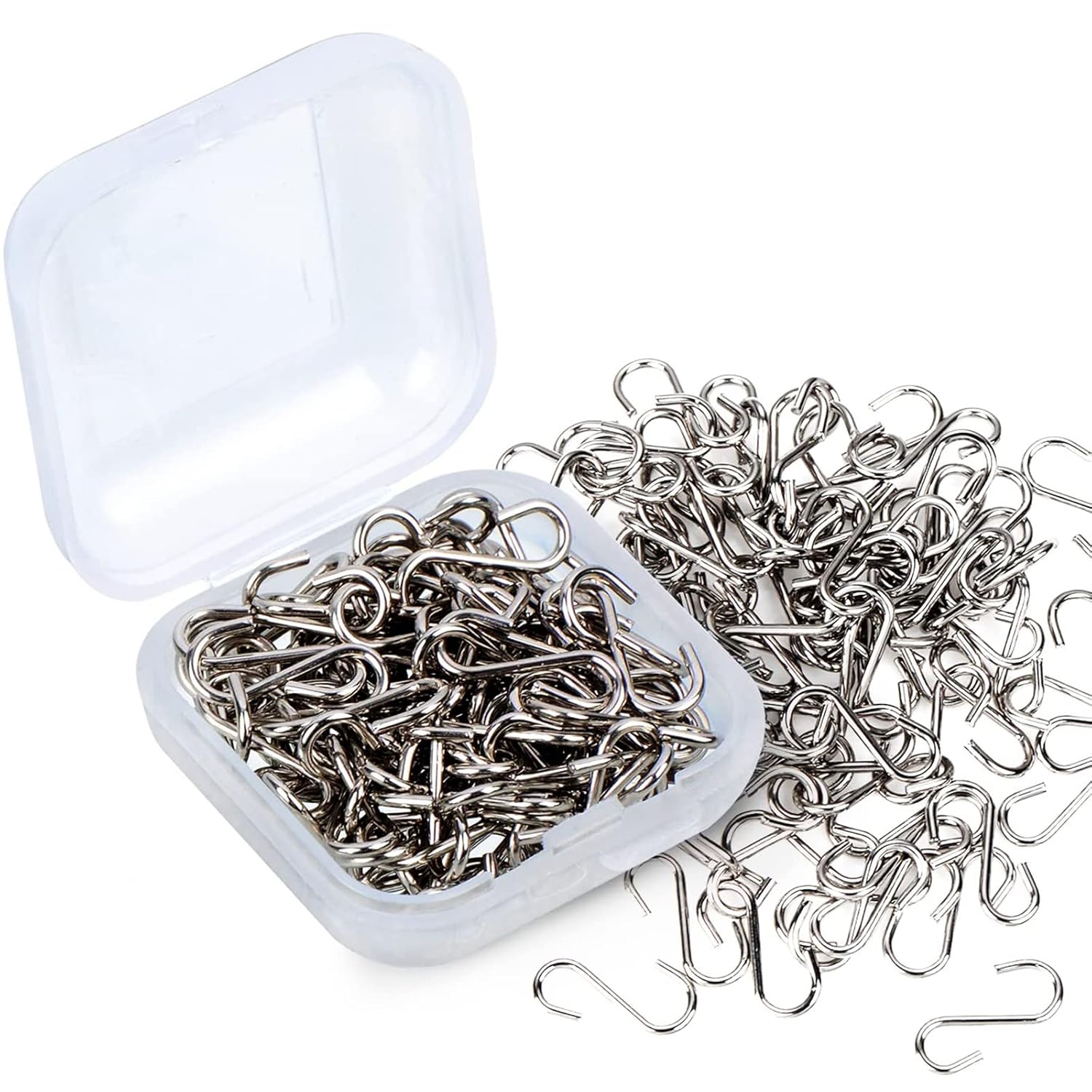 Shappy 100 Pcs Small S Hooks for Hanging Mini Ornament Hooks 0.55 Inch Metal Tiny Mini S Wire Hanger? Connectors Miniature Hanger Ornament for Christmas Tree DIY Crafts Jewelry (Silver) Silver 100