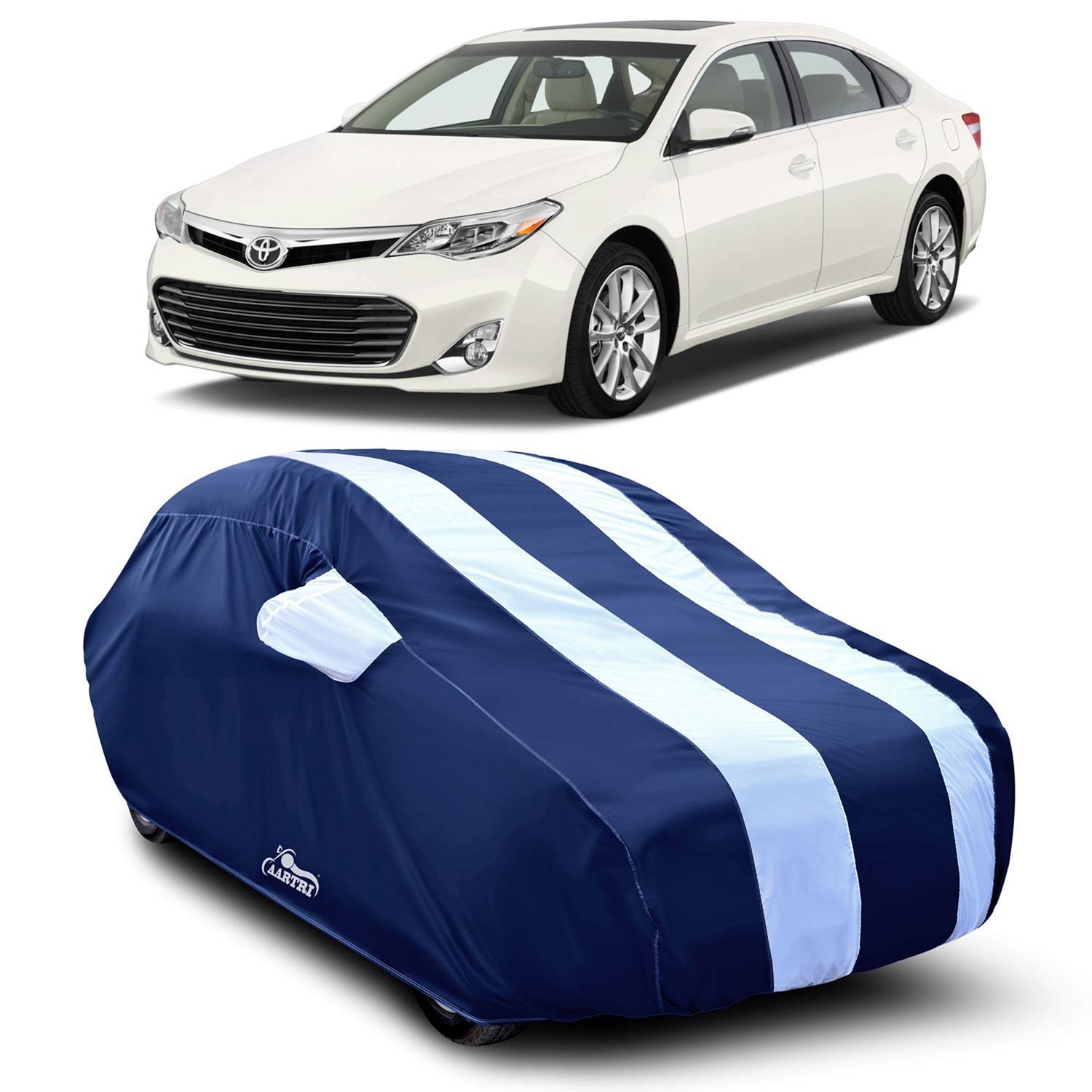 XG BrandCar Body Cover Special Design for Toyota Avalon (Strips White with Mirror Pockets)