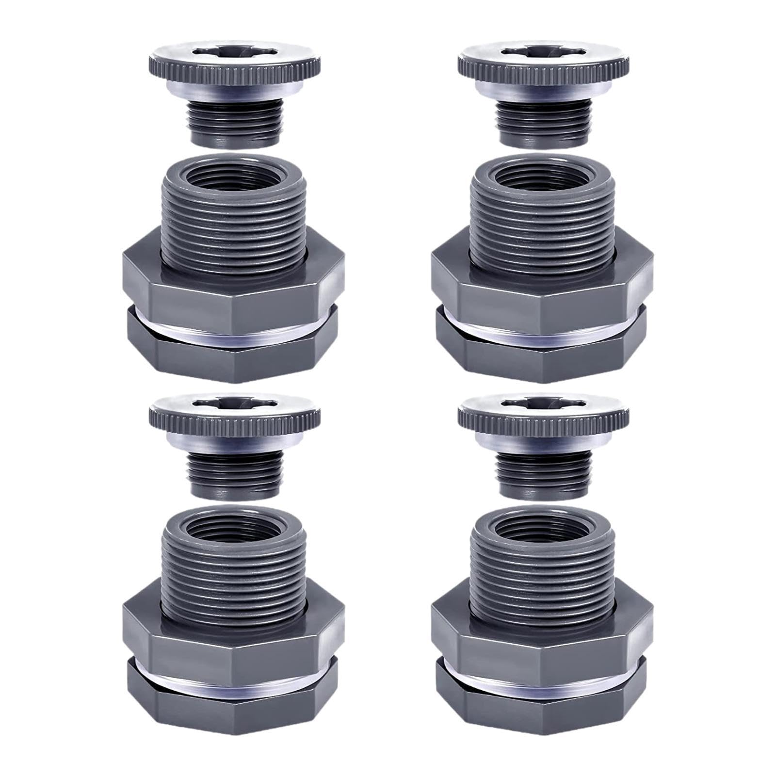 Adaptador de Manguera de Jardín de 4 Piezas, Adaptador de Manguera de Cubo de 3/4 de Pulgada para Piscinas Y Barriles de Lluvia.
