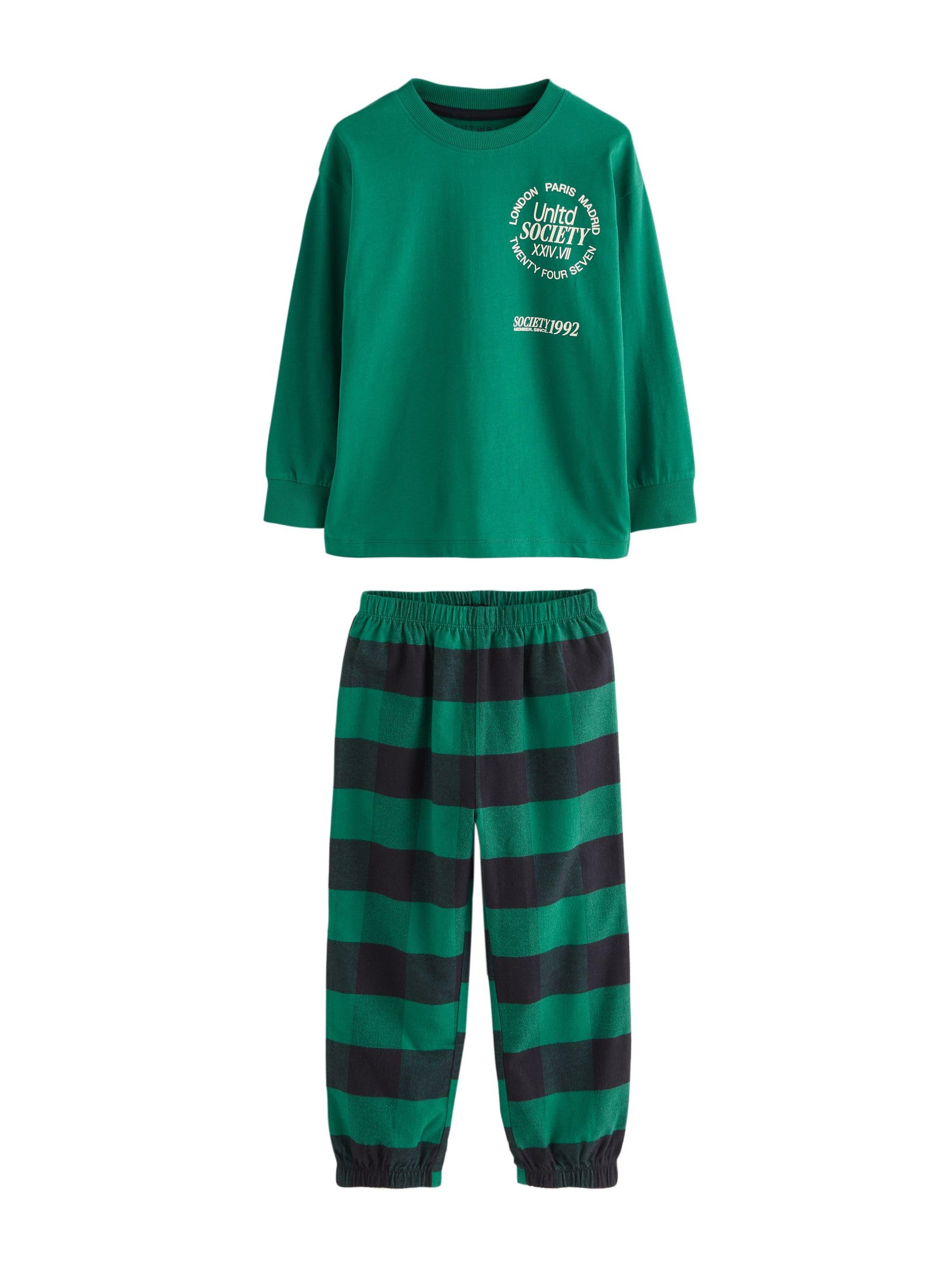NEXT Garçon Pyjamas tissés à Carreaux, Lot de 3 | Coupe standard, Taille mi-haute, 100 % coton