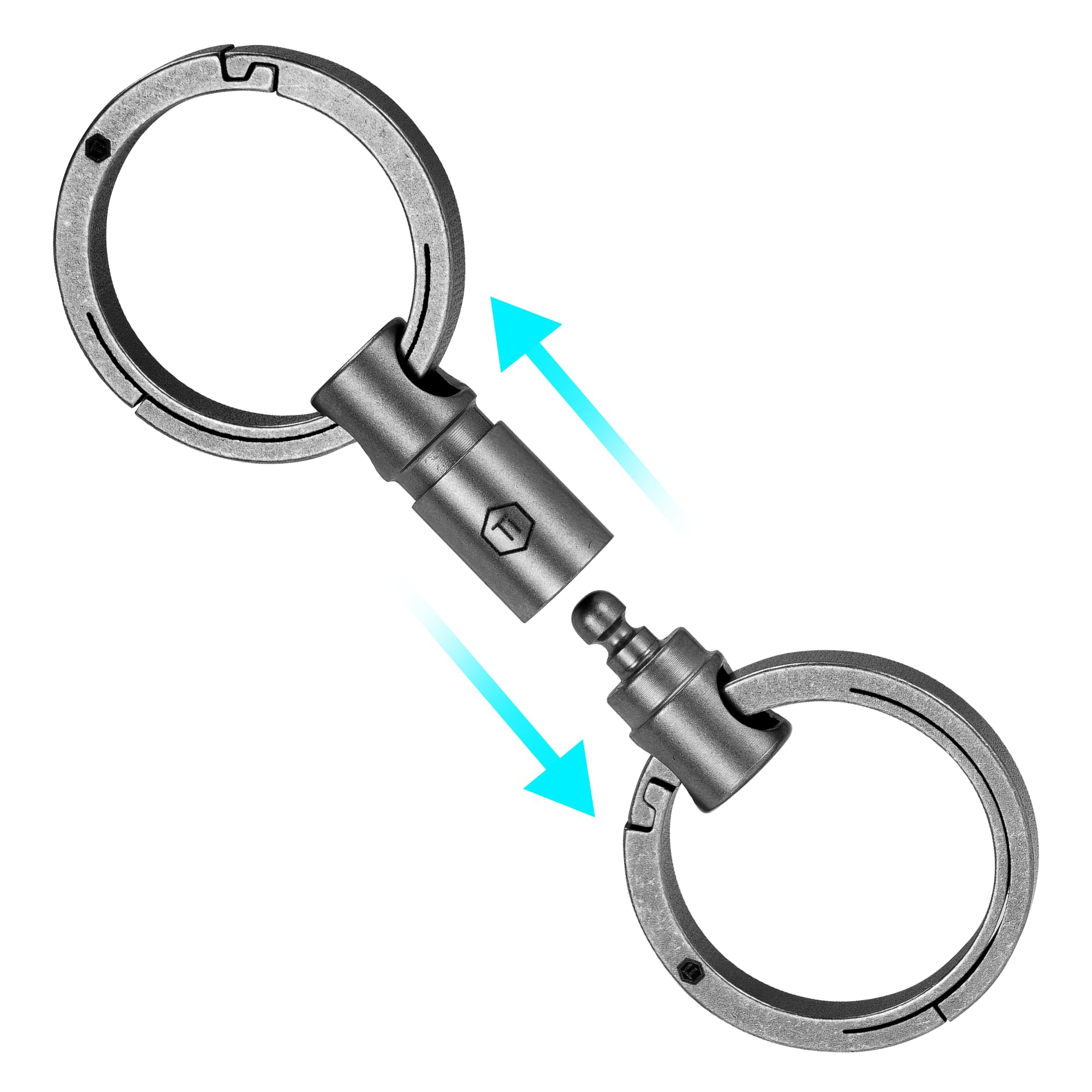 KeyUnity KA24 Afneembare sleutelring-aansluiting, dubbele draaibare sleutelhanger van titanium, draaibare sleutelorganizer, link voor karabijnhaak (KA24