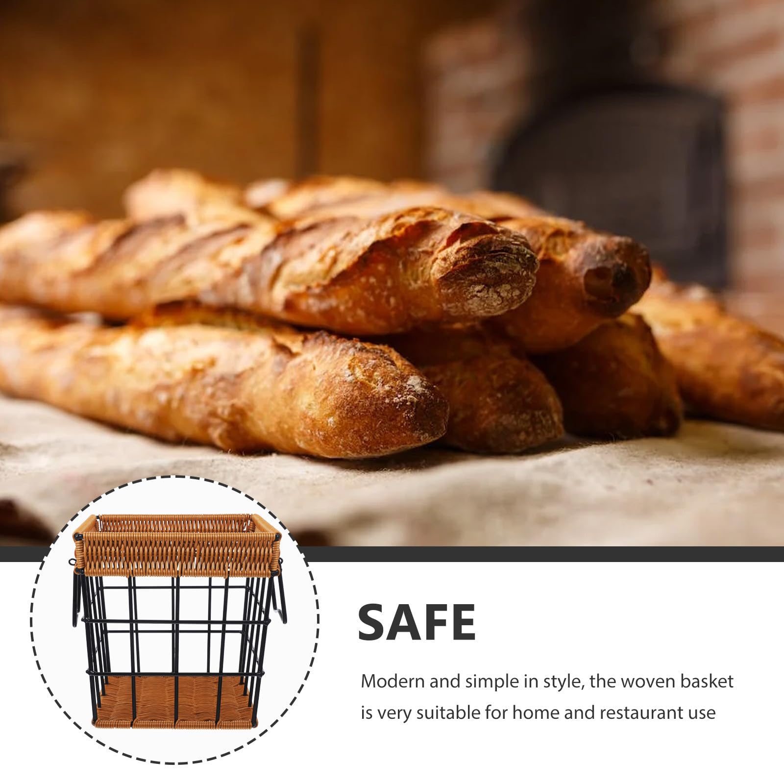 Ciieeo Panier à Pain Tressé Noir en Pp et Fer, Multifonctionnel Rangement, Style Moderne et Rustique pour Décoration Intérieure et Usage Domestique