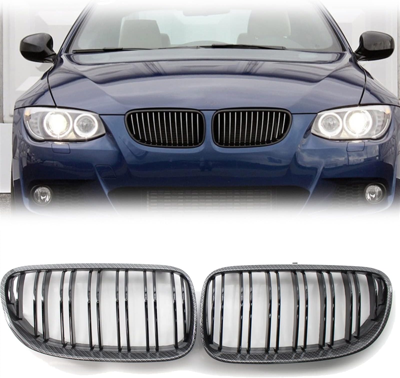 Front Grille Kidney Grill For BMW E92 E93 2 Doors 320I 330I 328i 335i 2010 2011 2012 Car Styling Gloss Black Dual Line