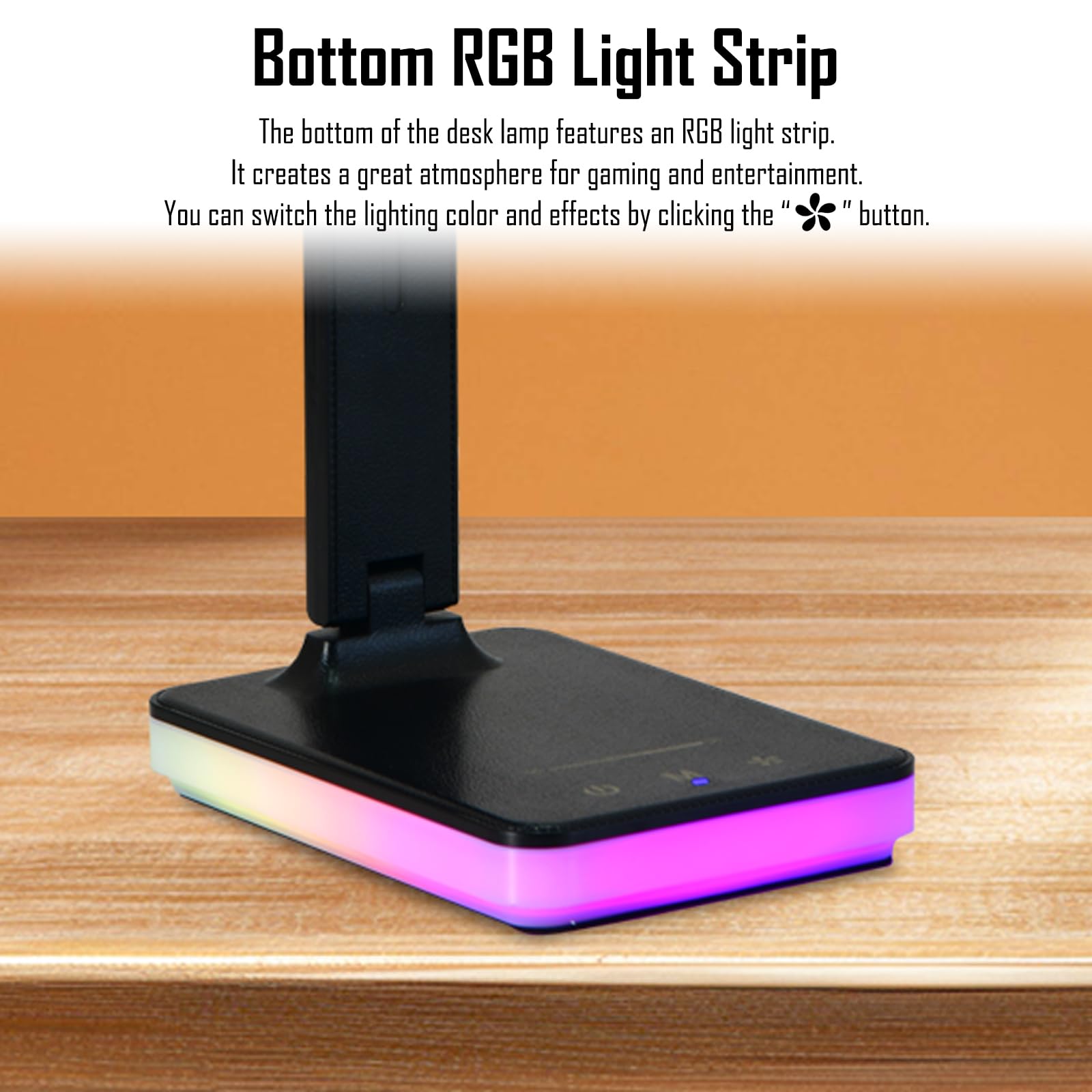 LED-Schreibtischlampe mit RGB-Atmosphärenlicht, 5 W USB-Ausgang, 5 Farbtemperatur, stufenlose Anpassung der Helligkeit, Touch-Steuerung, faltbare Tischleuchte mit Adapter (schwarz)