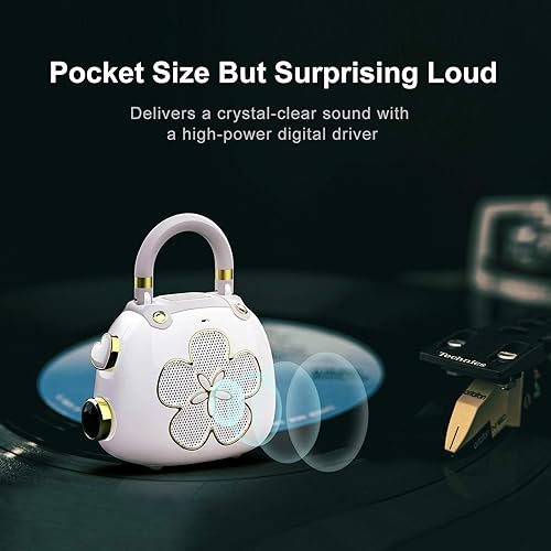 Miniatura 10 de DOSS Lindo altavoz Bluetooth, mini altavoz portátil con sonido potente, diseño retro y elegante, adorable altavoz para habitación, decoración de