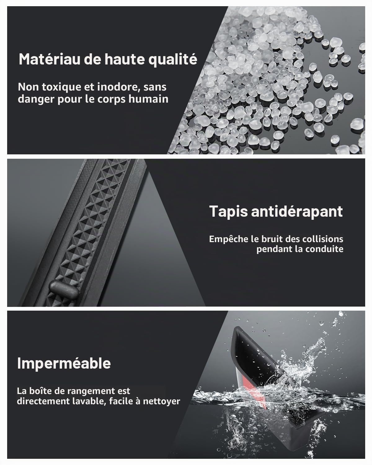 (2 Pièces Organiseur Poignée de Porte Avant Peugeot 3008 5008 | Compatible avec 3008 / 5008 2016-2023, Boîte Rangement de Porte avec Tapis Antidérapants, Matériel ABS
