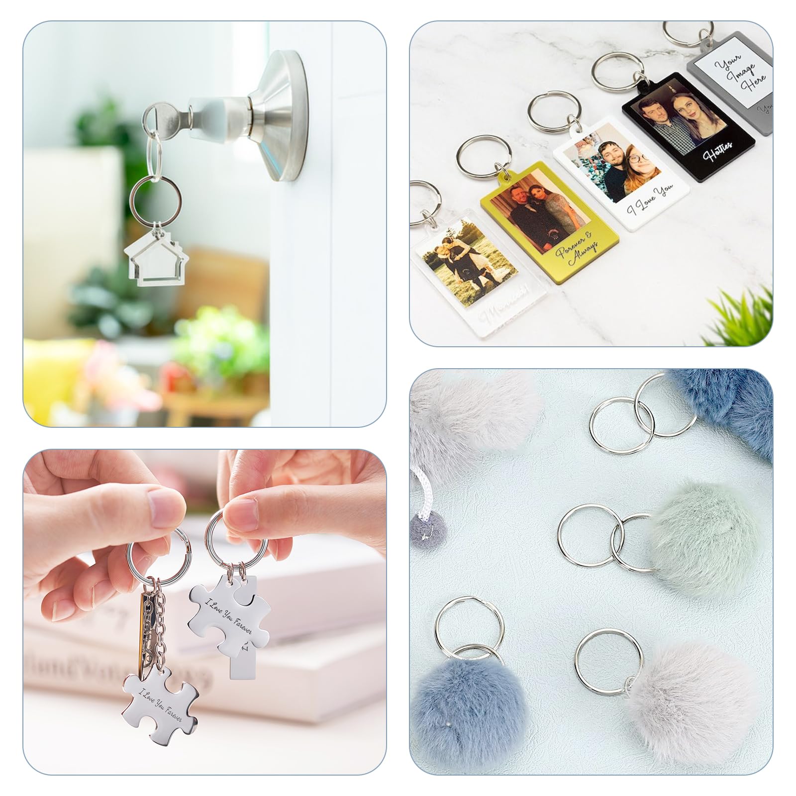 80 Anneaux Porte-clés Assortis JTAREA - 8 Tailles De 15 à 38 Mm, Ronds Et Plats, En Fer Nickelé