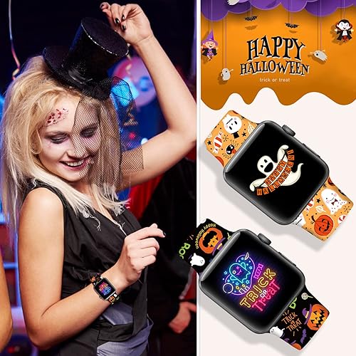 Miniatura 8 de Correa de reloj de Navidad para Halloween compatible con Apple Watch Band de 1.496 in, 1.575 in, 1.614 in, 1.654 in, 1.732 in, 1.772 in, iWatch