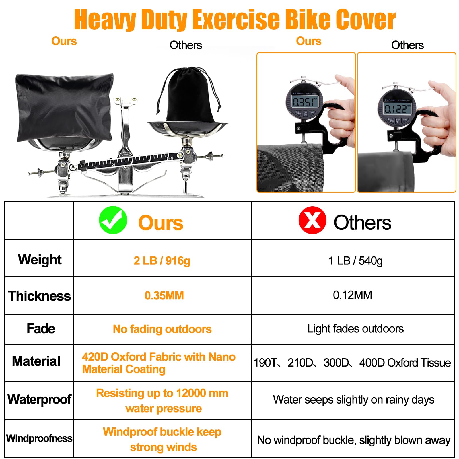 Stationary Bike Cover Waterproof Outdoor?Upright Exercise Bike Cover with Air Vent,Waterproof Strip,4 Windproof Buckles,All Weather Large Cover for Peloton Bike,Suitable for Peloton Bike+ and Schwinn