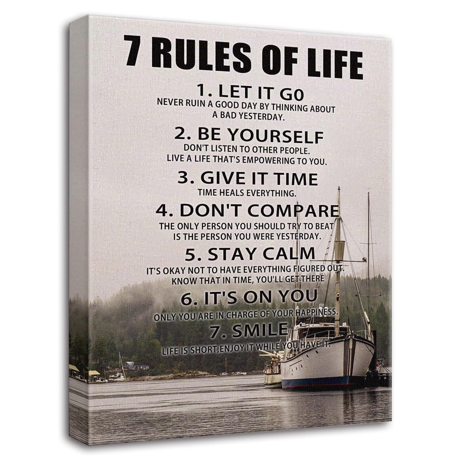 HGETJOHXEM Affirmations Wall-Art 7 Rules of Life Motivational Poster for Office Classroom Inspirational Uplifting Quotes(Unframed,08x12inch(20x30cm))