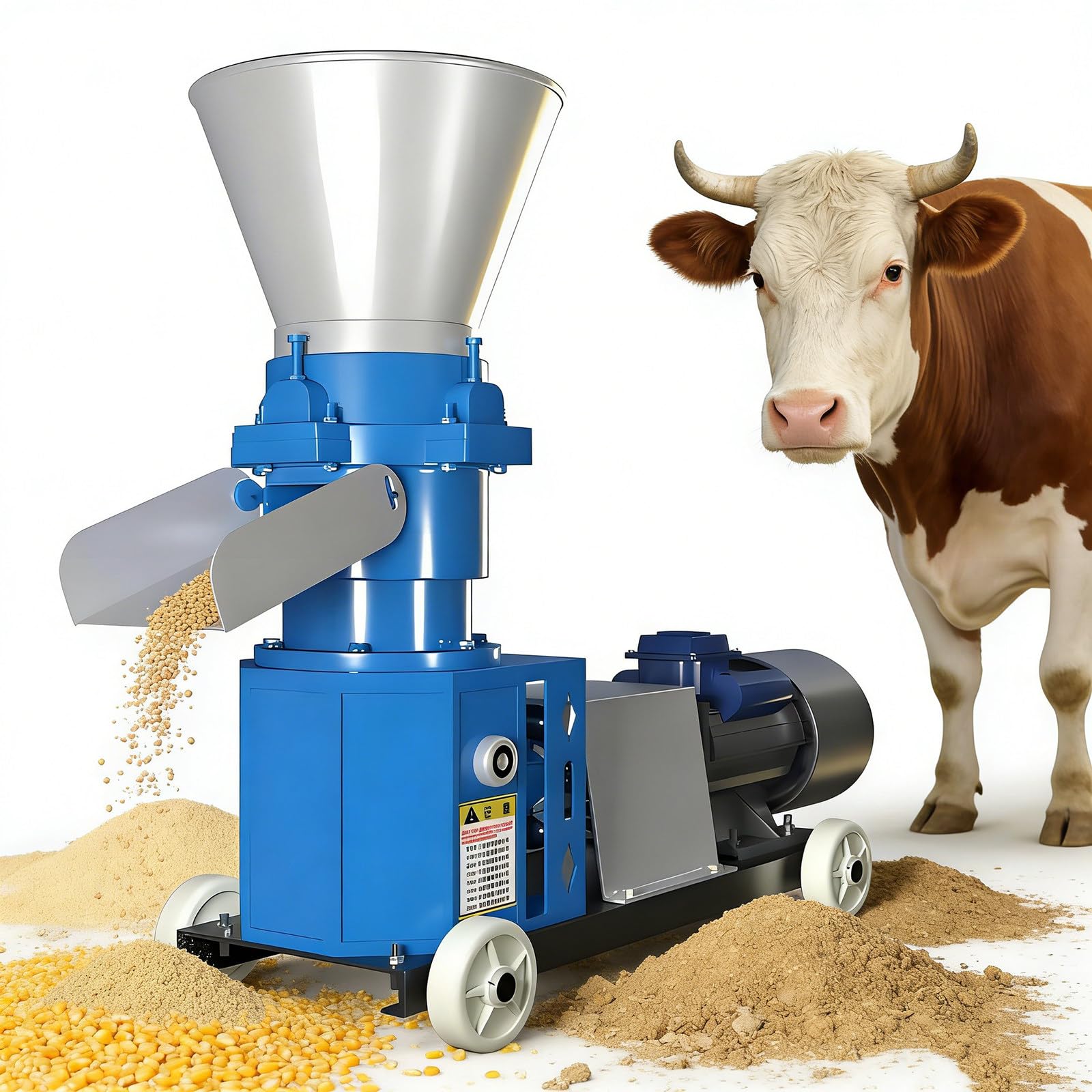 Molino de pellets para Aves de Corral, Molinillo de Alimentos, máquina para fabricar pellets, Molinillo de pienso para Pollo, Pato, Ganso y Conejo, 4 KW, 120 kg/h (2,5 mm)