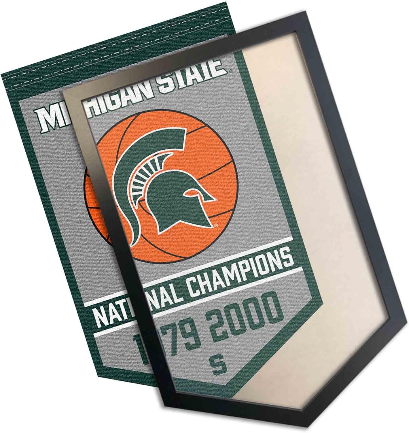 College Flags & Banners Co. Michigan State Spartans Basketball National Champions Banner and Wood Banner Frame