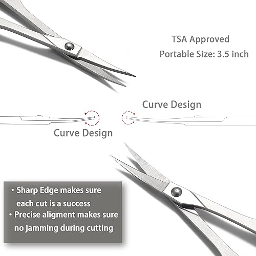 Miniatura 11 de PAFASON Juego de tijeras de manicura de cutícula de uñas curvadas y rectas de acero inoxidable, multiusos, herramienta de aseo de belleza para uñas