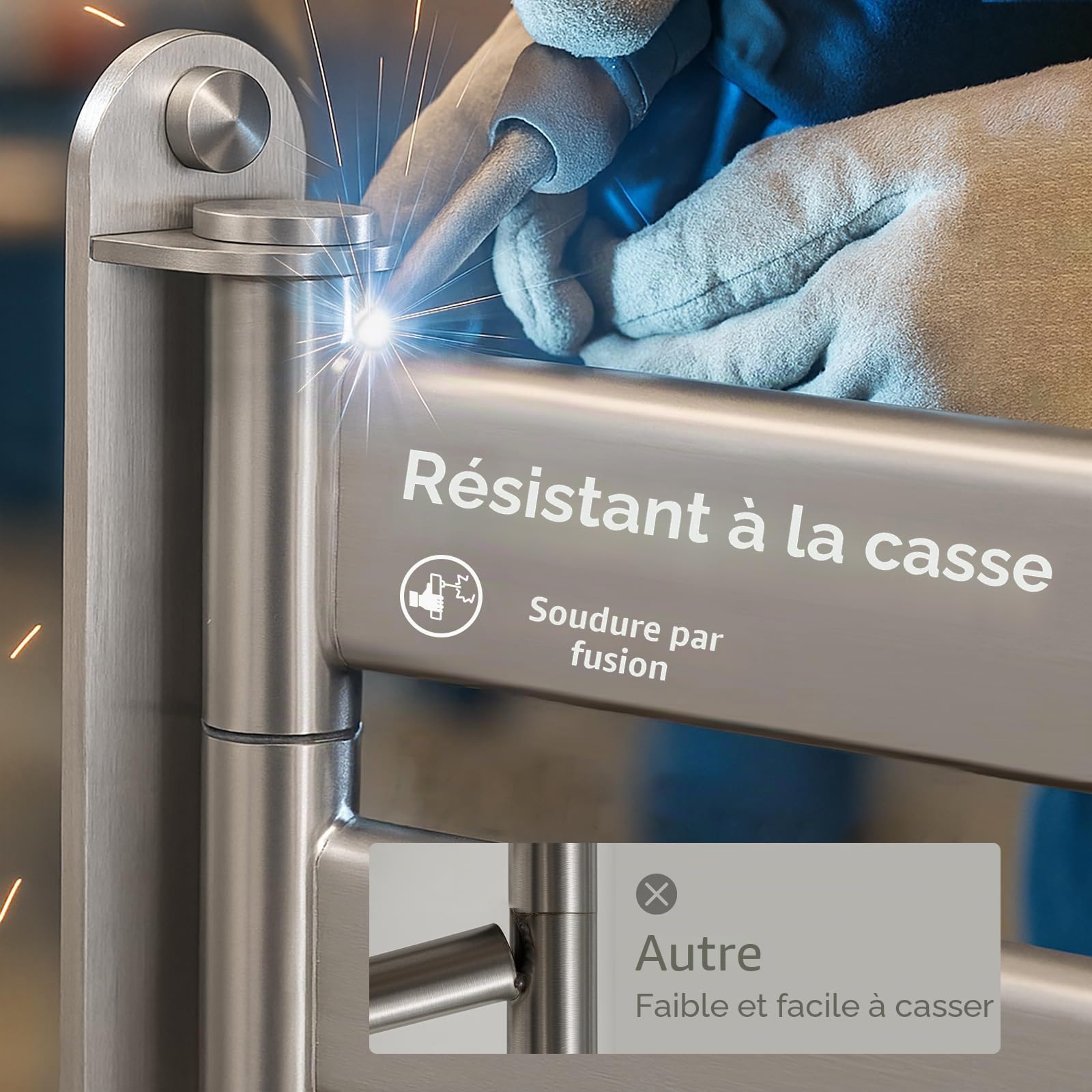KES Porte-Serviettes de Salle de Bain avec 4 Barres Porte-Serviettes Acier Inoxydable SUS304 pivotant à 180 ° 50 cm Brossée, A2104S4L50-2